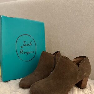 Jack Rogers Brown Ankle Booties with Chunky Heel